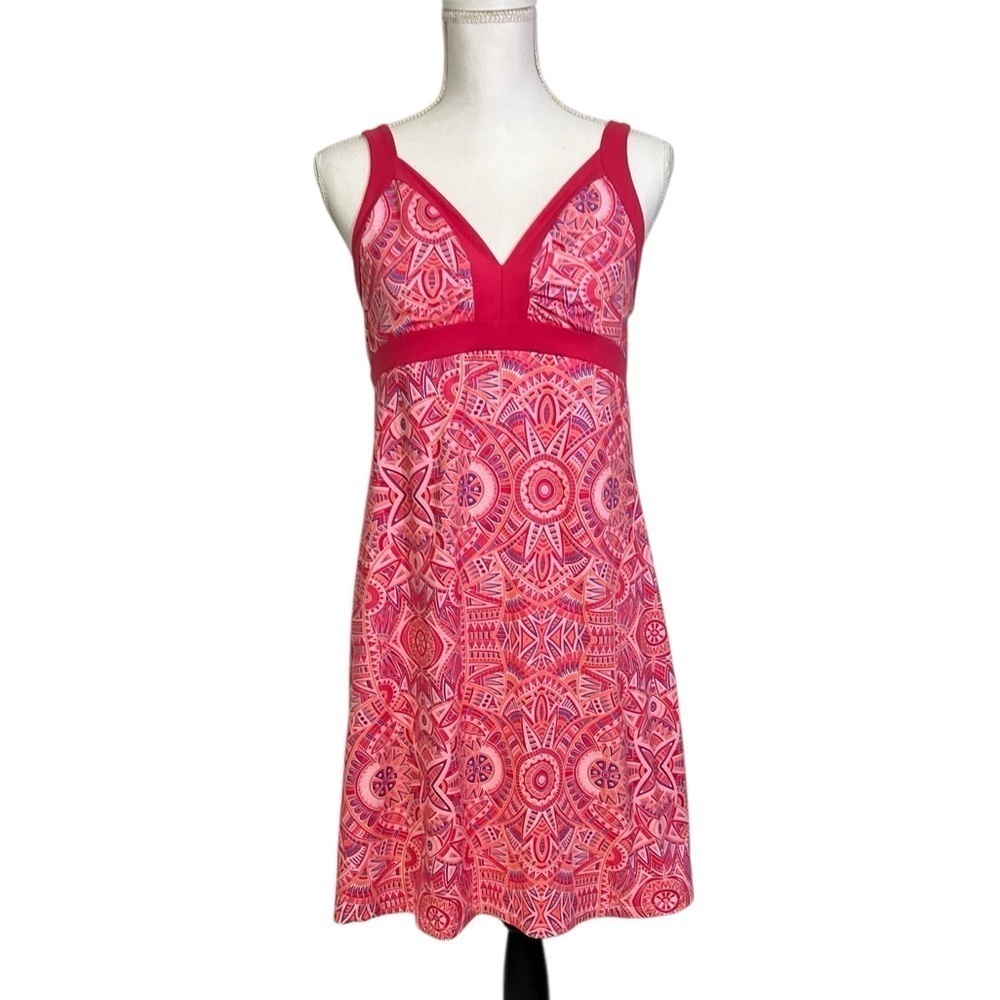 TEHAMA Fuchsia Pink Geometric Print Sleeveless Mini Dress